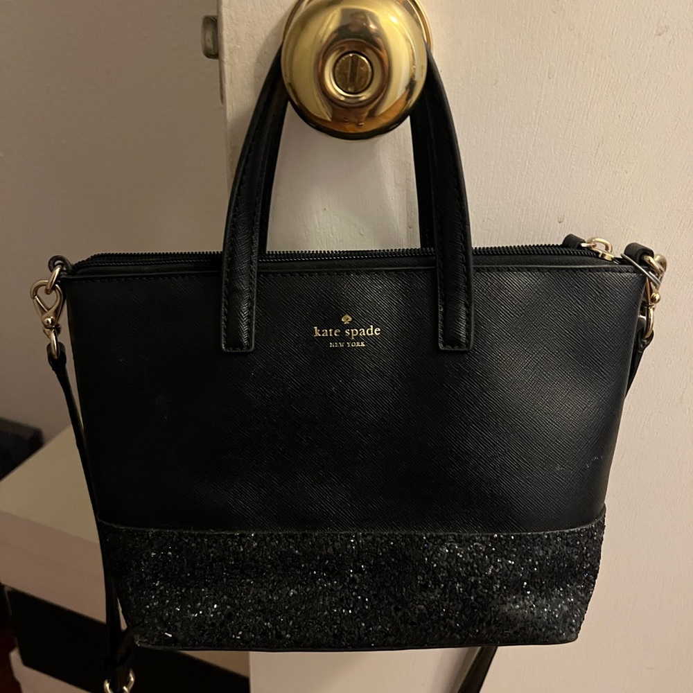 Kate Spade Black Satchel with Glitter Accent